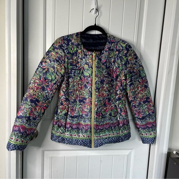 Lilly Pulitzer reversible DOWN quilted puffer jacket size small - Picture 1 of 8